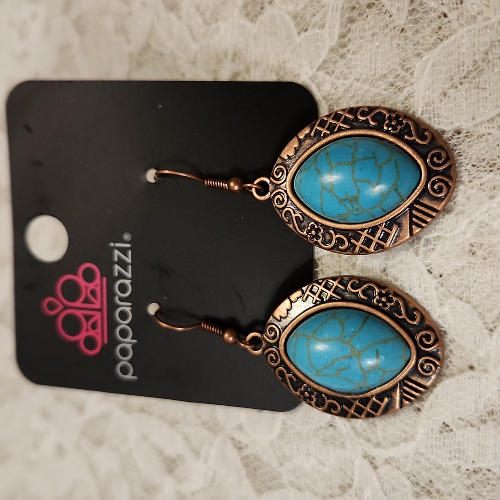 Paparazzi Copper & Turquoise Earrings